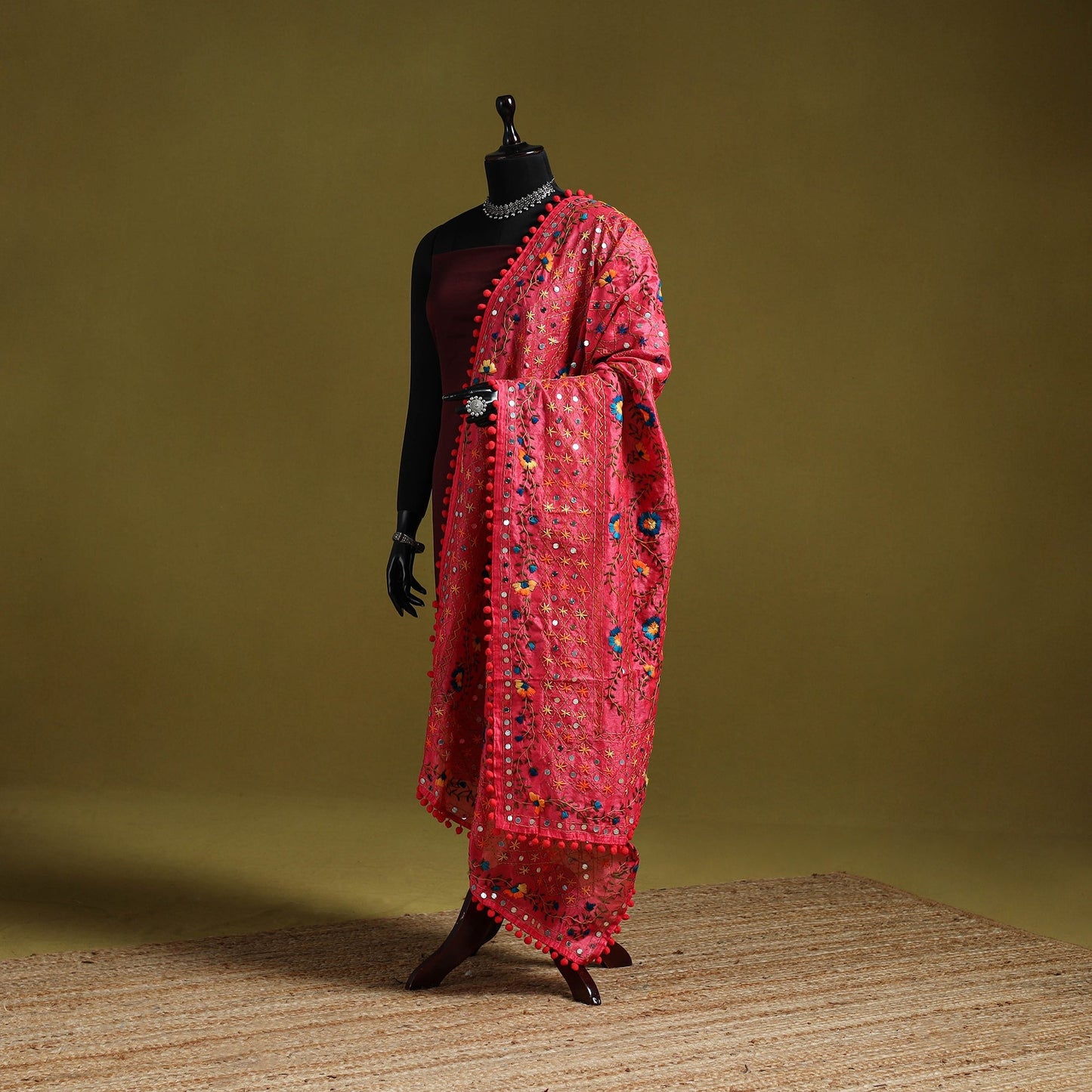 Ranihati chapa work chanderi silk hand embroidery dupatta