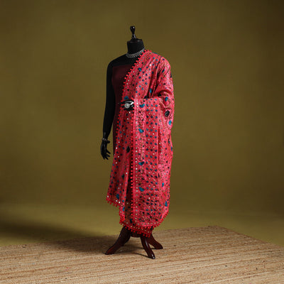 Ranihati chapa work chanderi silk hand embroidery dupatta