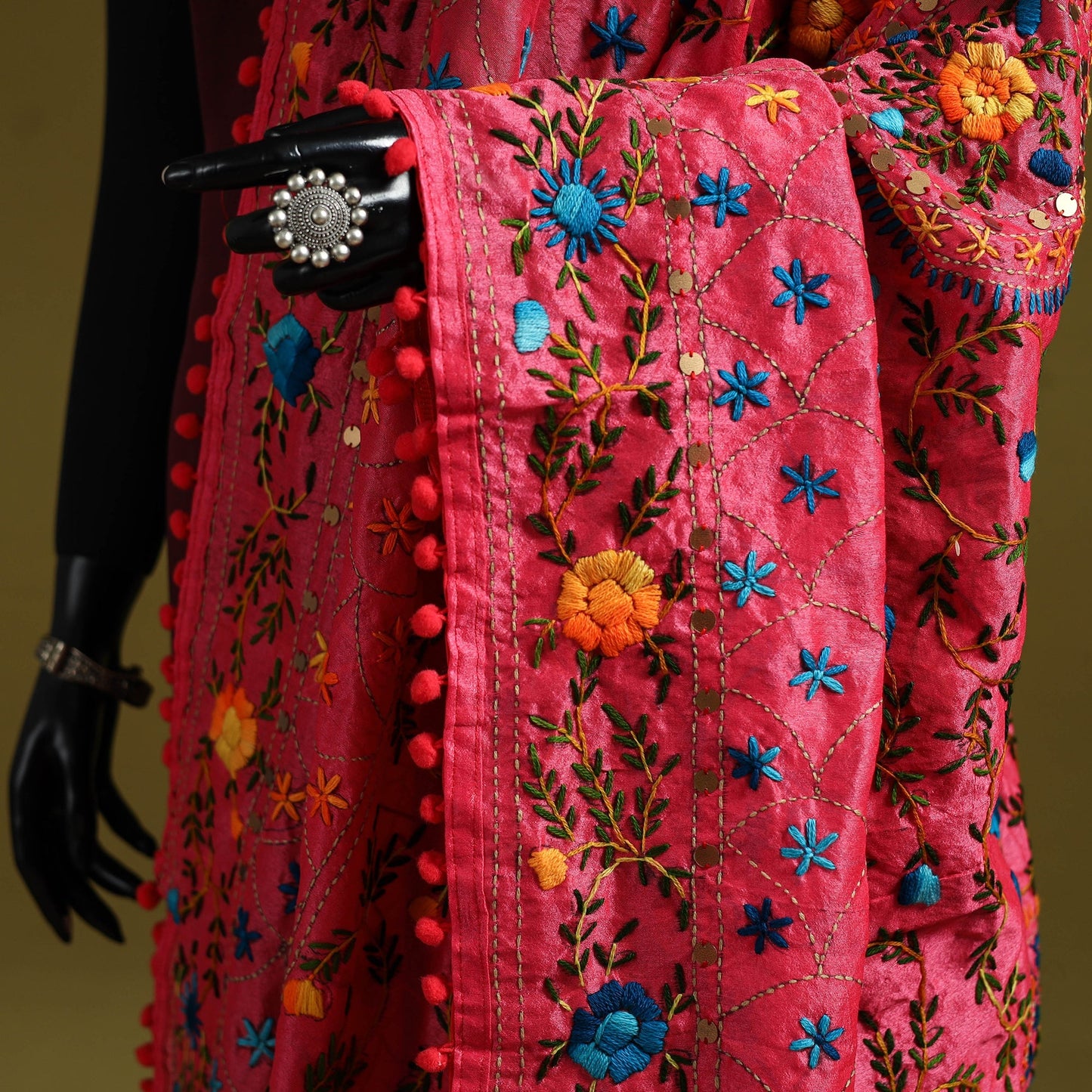 Ranihati chapa work chanderi silk hand embroidery dupatta