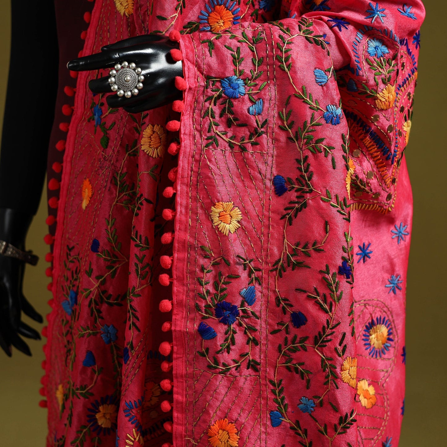 Ranihati chapa work chanderi silk hand embroidery dupatta