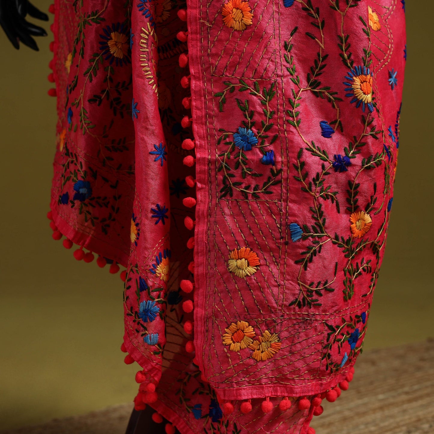 Ranihati chapa work chanderi silk hand embroidery dupatta