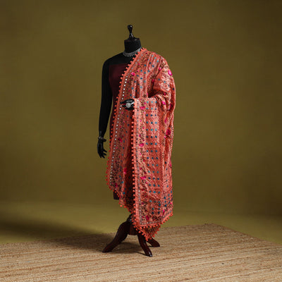 Ranihati chapa work chanderi silk hand embroidery dupatta