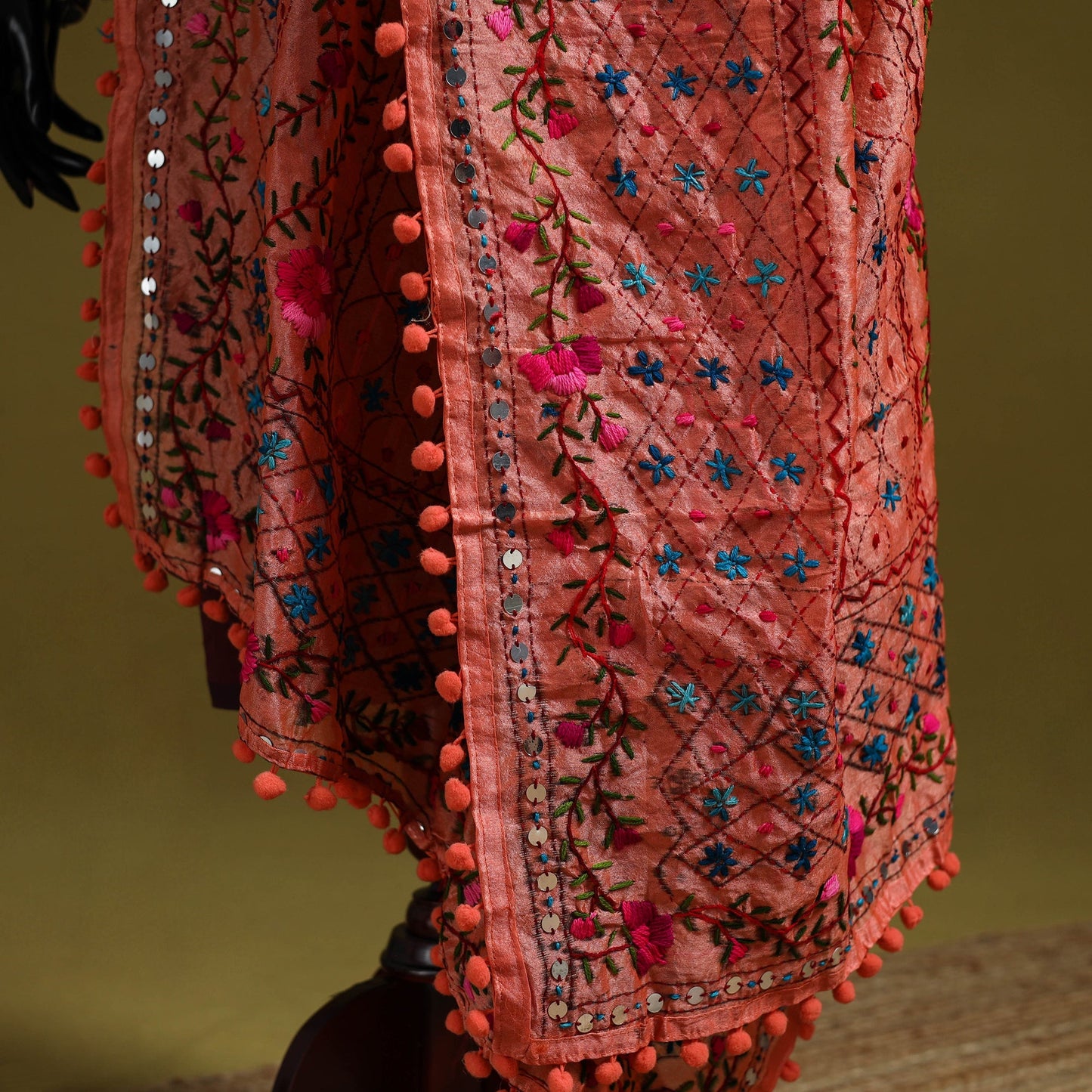 Ranihati chapa work chanderi silk hand embroidery dupatta