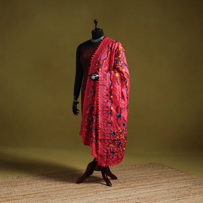 Ranihati chapa work chanderi silk hand embroidery dupatta