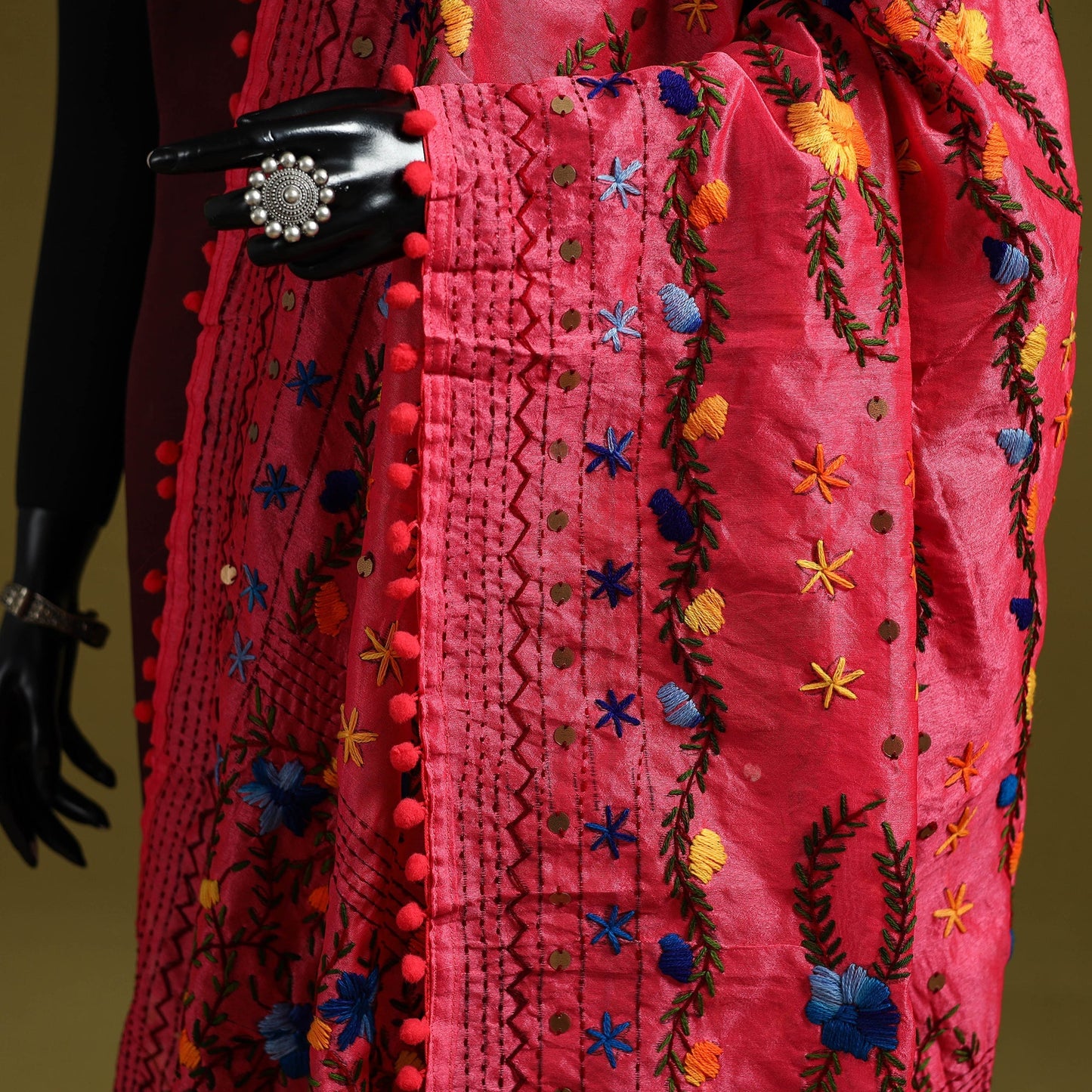 Ranihati chapa work chanderi silk hand embroidery dupatta