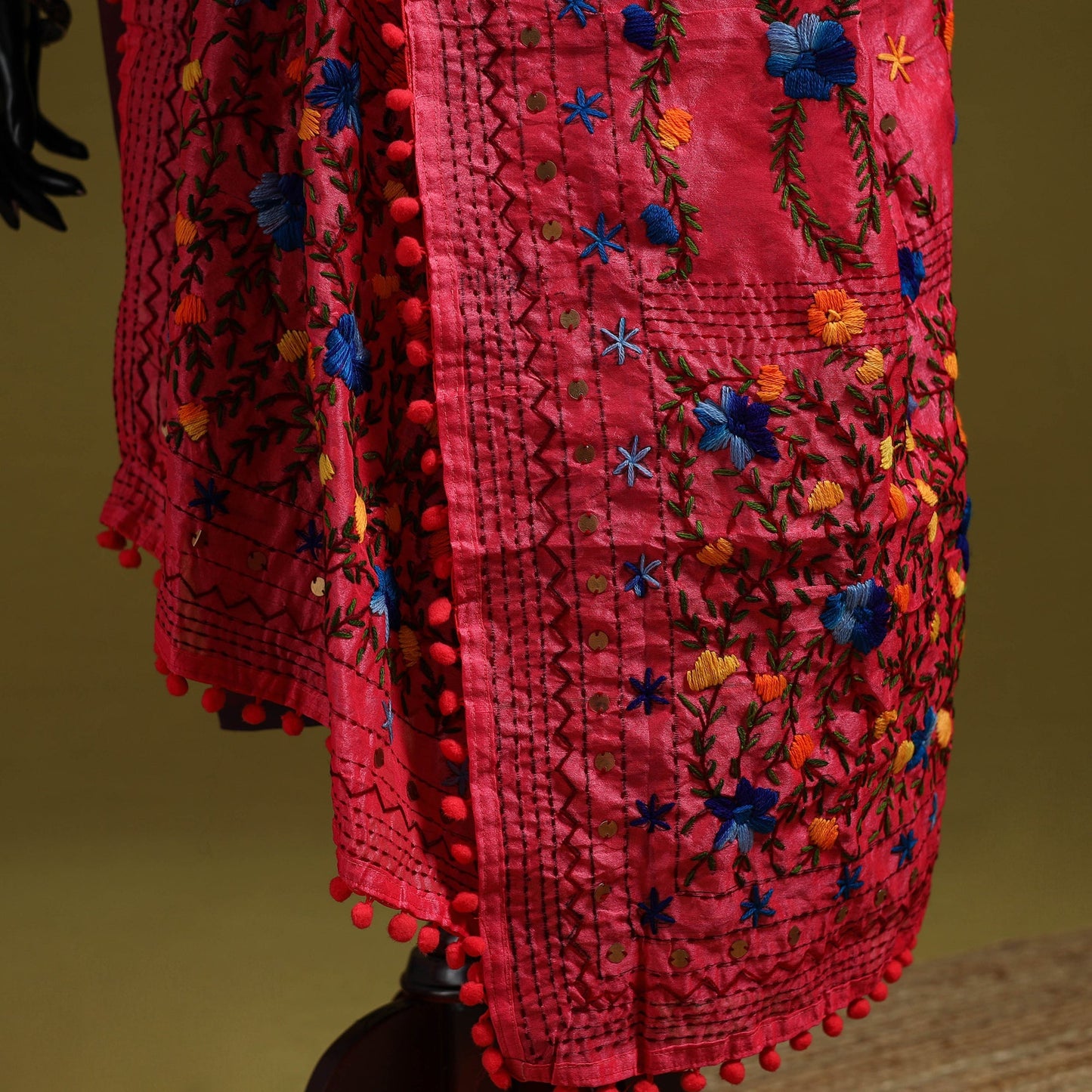 Ranihati chapa work chanderi silk hand embroidery dupatta