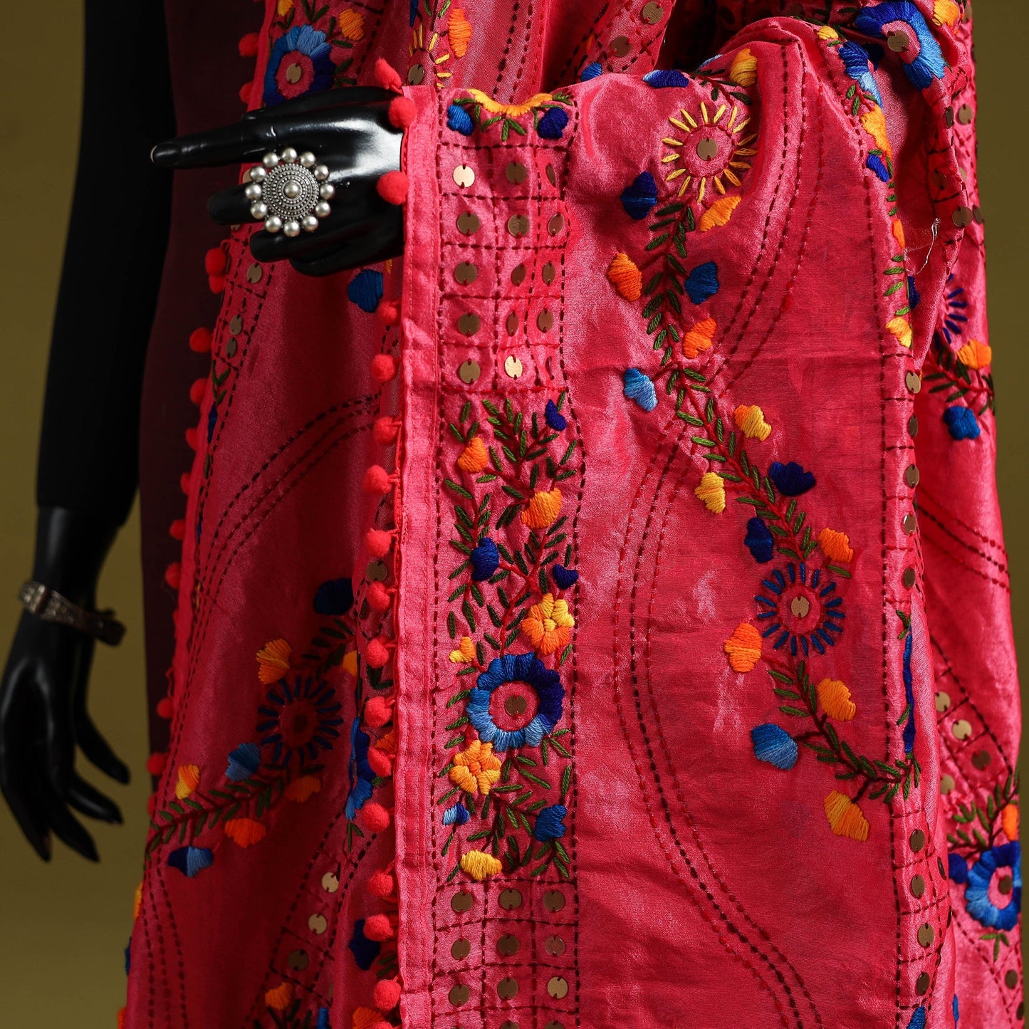 Ranihati chapa work chanderi silk hand embroidery dupatta