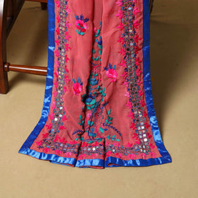 Red - ranihati chapa work hand embroidery georgette 3pc