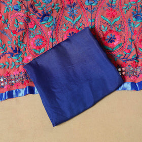 Red - ranihati chapa work hand embroidery georgette 3pc