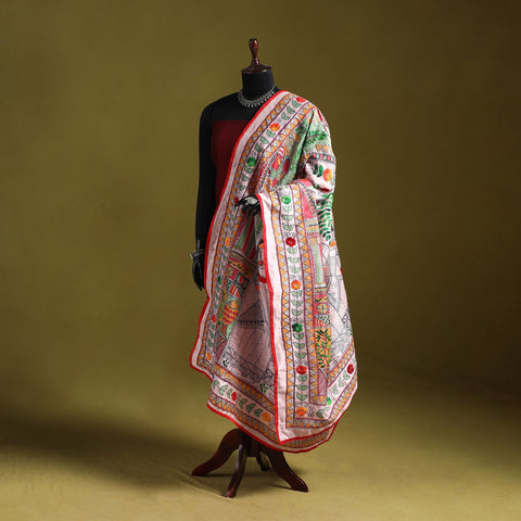 Ranihati madhubani chapa work chanderi silk hand embroidery