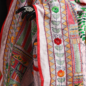 Ranihati madhubani chapa work chanderi silk hand embroidery
