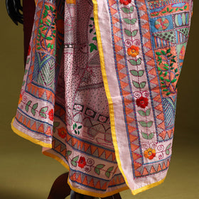 Ranihati madhubani chapa work chanderi silk hand embroidery