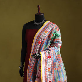 Ranihati madhubani chapa work chanderi silk hand embroidery