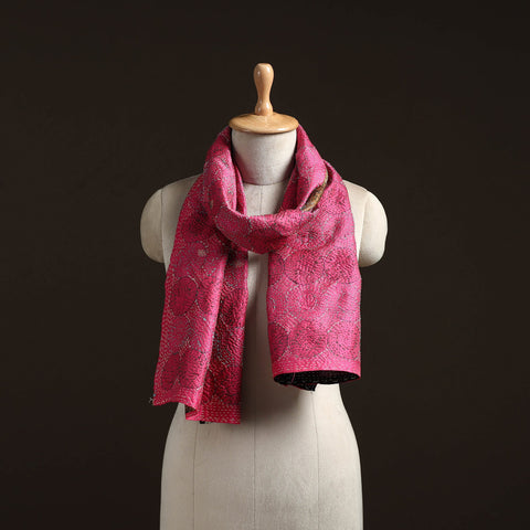 Reversible silk bengal hand kantha stitch stole 122