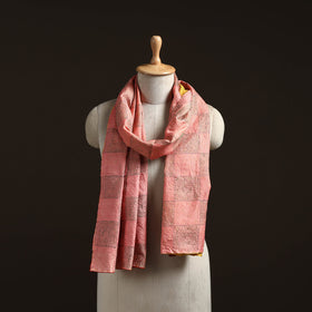 Pink - reversible silk bengal hand kantha stitch stole 145