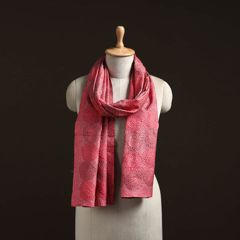 Pink - reversible silk bengal hand kantha stitch stole 154