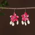Pink - riya fabart phool kali shell earrings - handcrafted