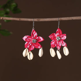 Pink - riya fabart phool kali shell earrings - handcrafted