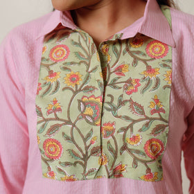 Buy Running Stitch Cotton Straight Kurta with Sanganeri Patchwork 01 Online at iTokri.com