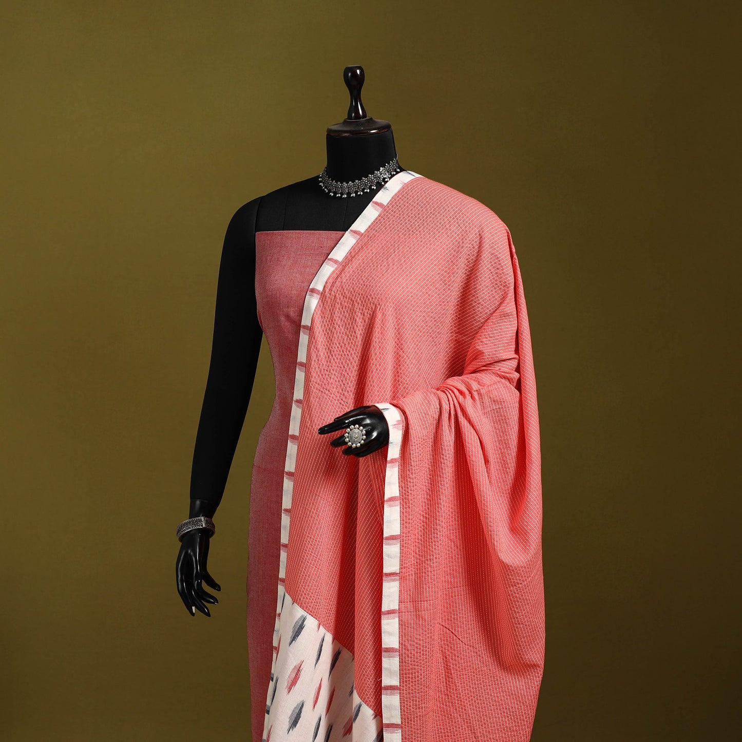 Running stitch with patchwork cotton dupatta 09