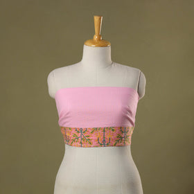 Pink Running Stitch Plain Cotton Blouse Piece