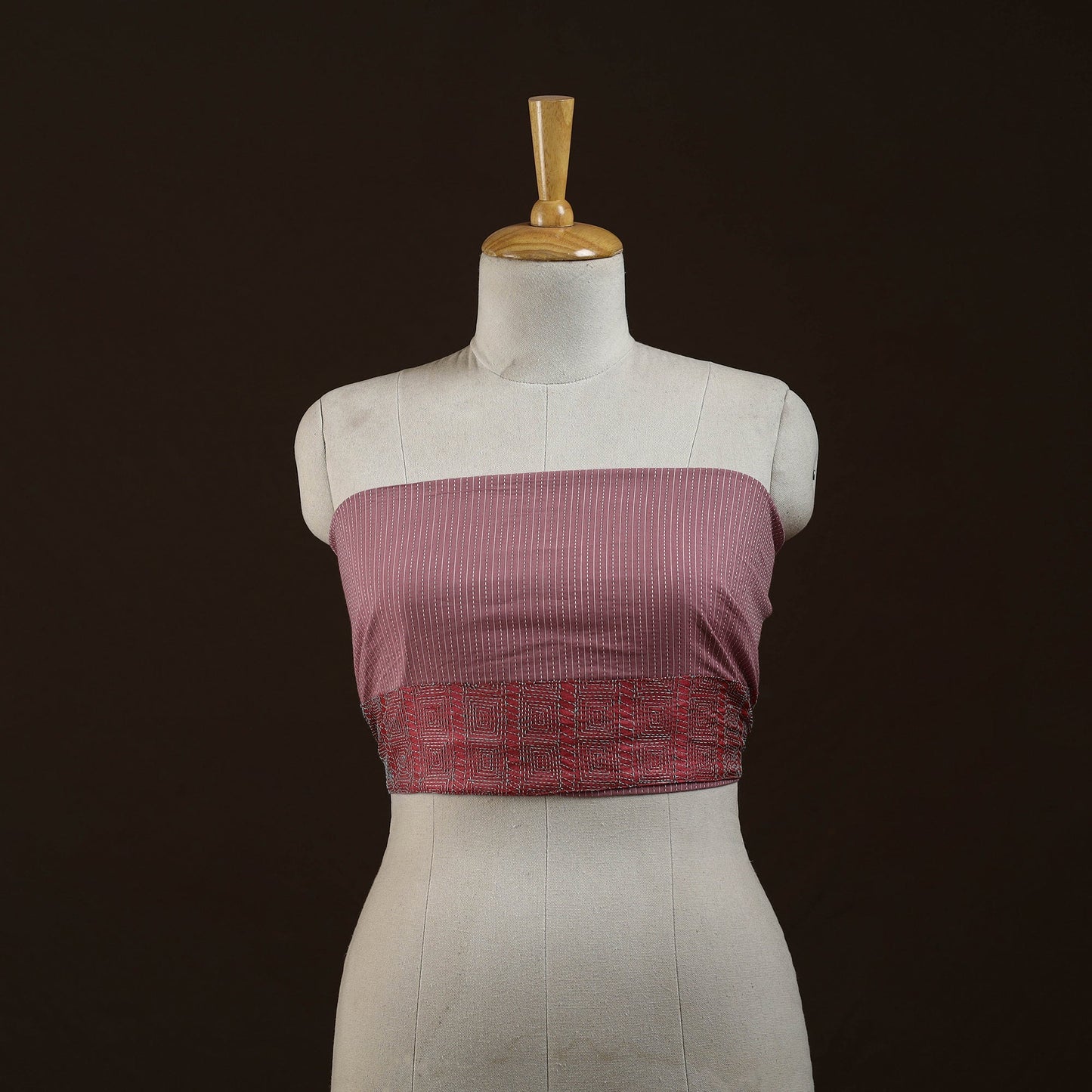 Running stitch plain cotton blouse piece 37 - handcrafted
