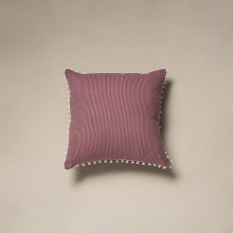 Running stitch plain cotton cushion cover 01 - handcrafted