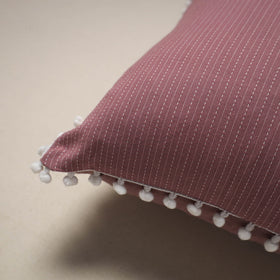 Running stitch plain cotton cushion cover 01 - handcrafted