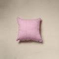 Running stitch plain cotton cushion cover 05 - handcrafted
