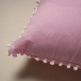 Running stitch plain cotton cushion cover 05 - handcrafted