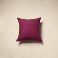 Pink - running stitch plain cotton cushion cover 99