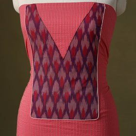 Pink Running Stitch Plain Cotton Unstitched Kurta Material