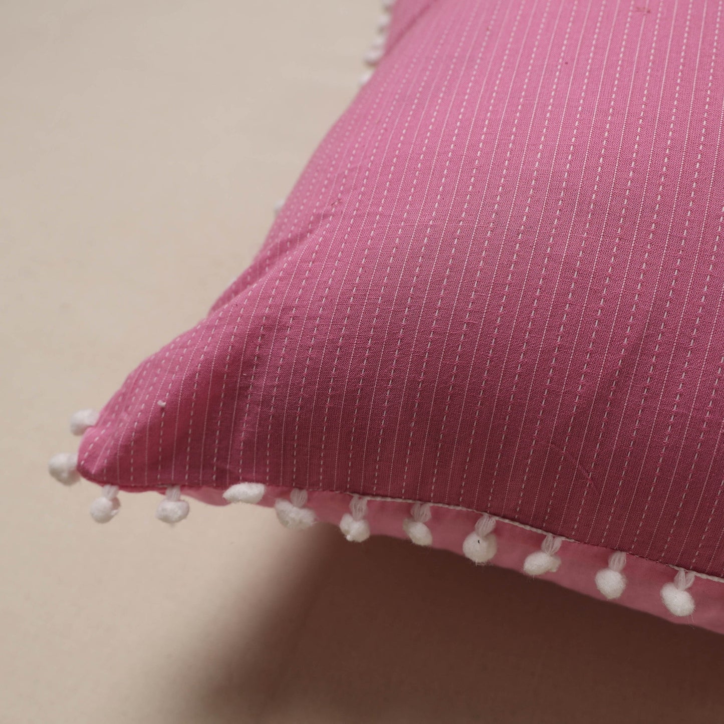 Running stitch plain cushion cover 56 - handcrafted
