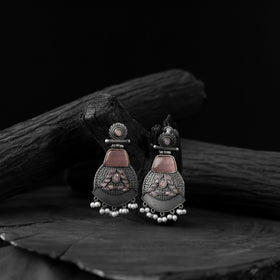 Pink - saanjh bela blossom oxidised earrings - handcrafted