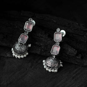 Pink - saanjh bela double layered oxidised necklace set