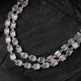 Pink - saanjh bela double layered oxidised necklace set