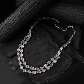 Pink - saanjh bela double layered oxidised necklace set
