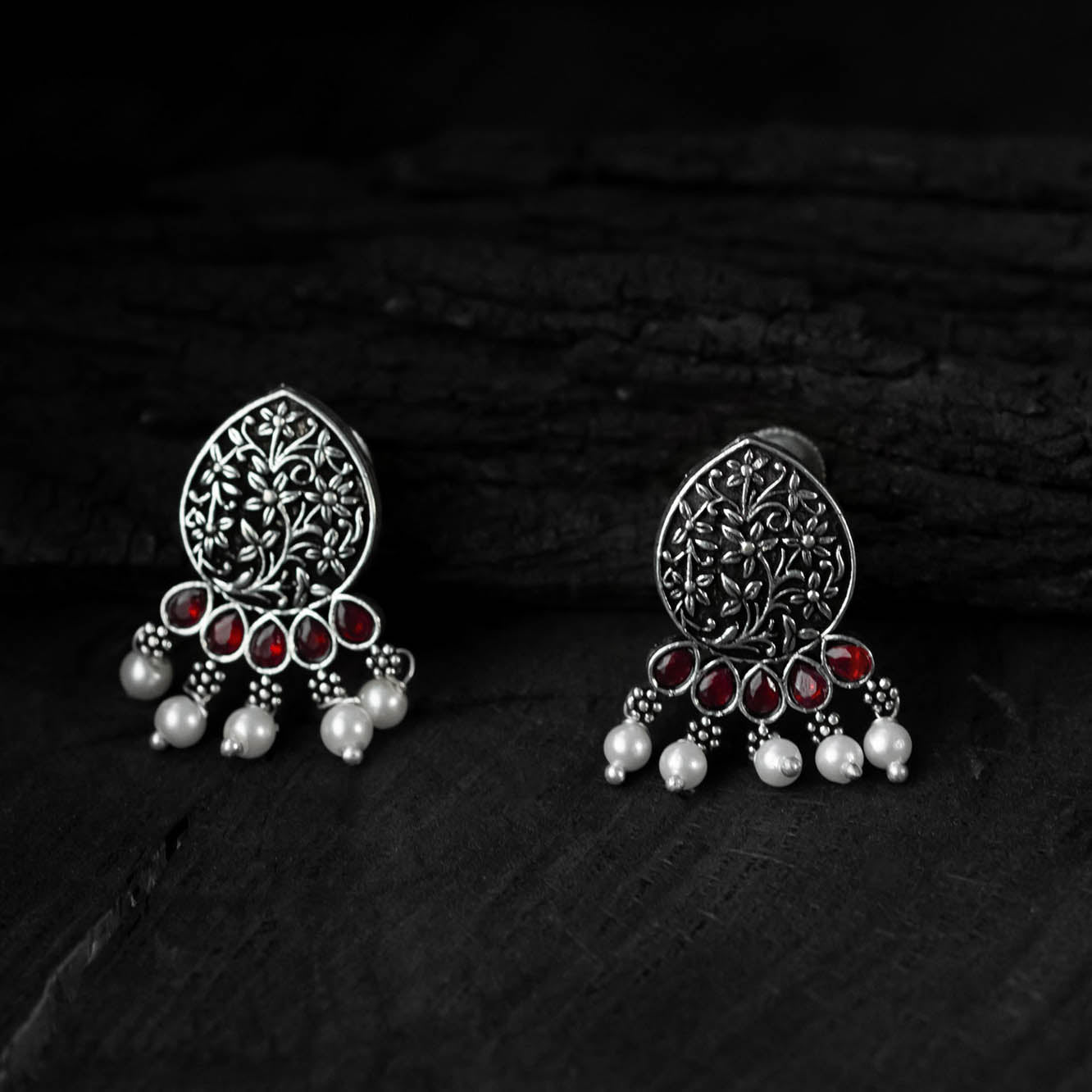 Pink - saanjh bela floral oxidised necklace set