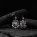 Pink - saanjh bela mandala oxidised earrings - handcrafted