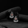 Pink - saanjh bela mayura oxidised earrings - handcrafted