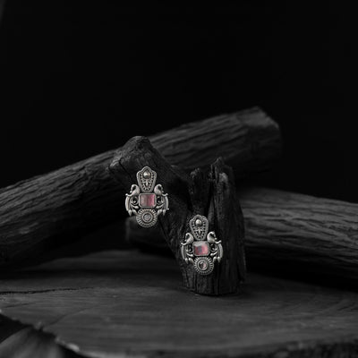 Pink - saanjh bela mayuri oxidised earrings - handcrafted