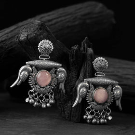 Pink - saanjh bela parrot & bloom oxidised earrings