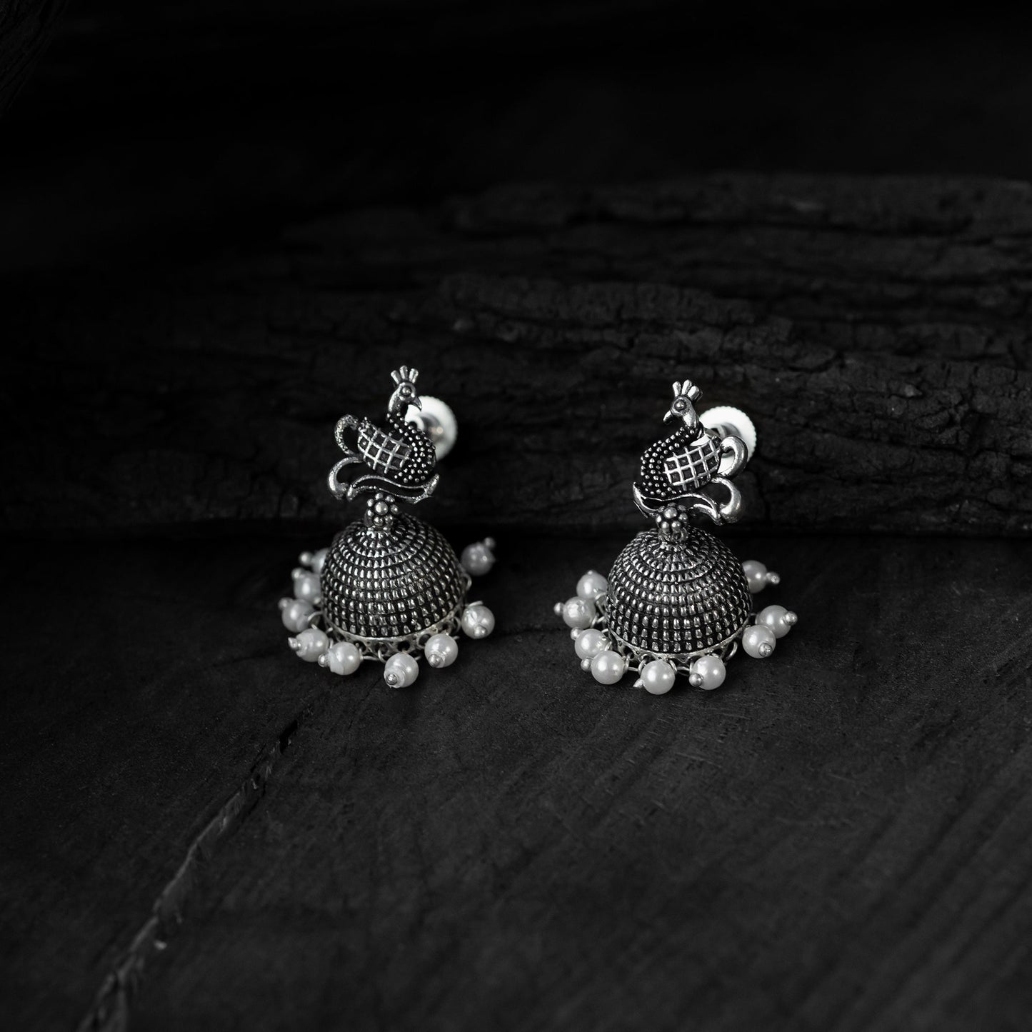 Pink - saanjh bela peacock oxidised necklace set