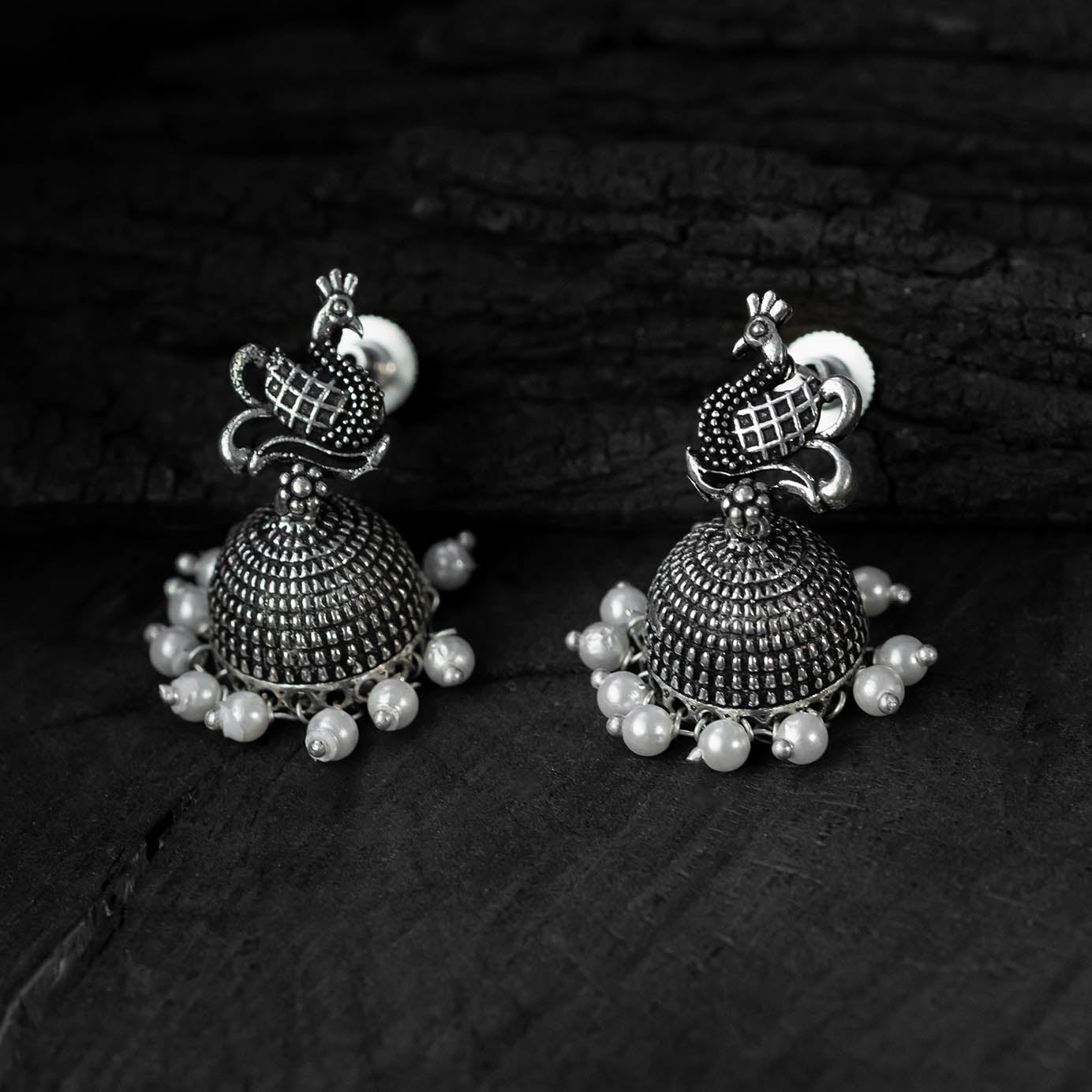 Pink - saanjh bela peacock oxidised necklace set
