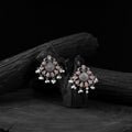 Pink - saanjh bela stone oxidised earrings - handcrafted