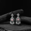 Pink - saanjh bela swan oxidised earrings - handcrafted