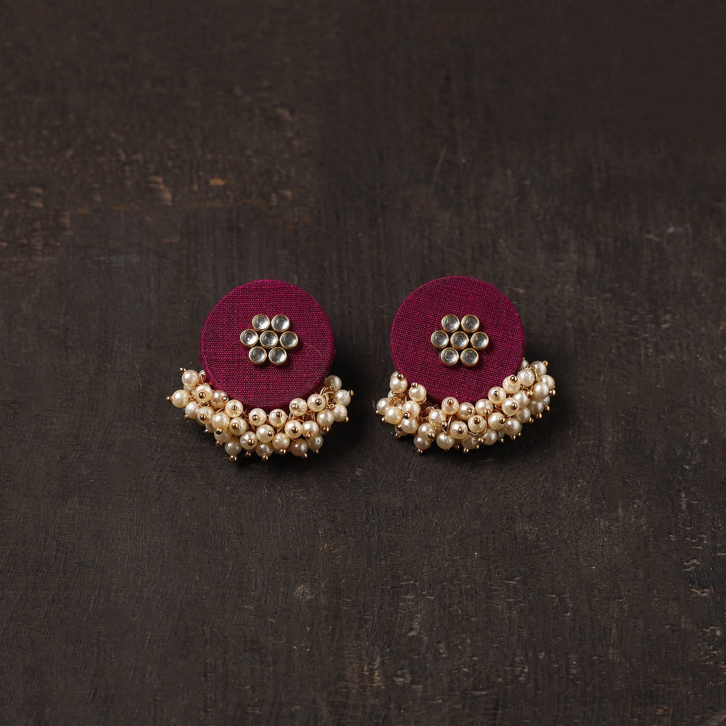 Pink - sanaya fabart earrings with kundan & beads