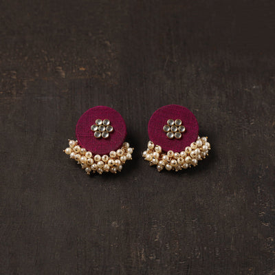 Pink - sanaya fabart earrings with kundan & beads