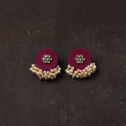 Pink - sanaya fabart earrings with kundan & beads