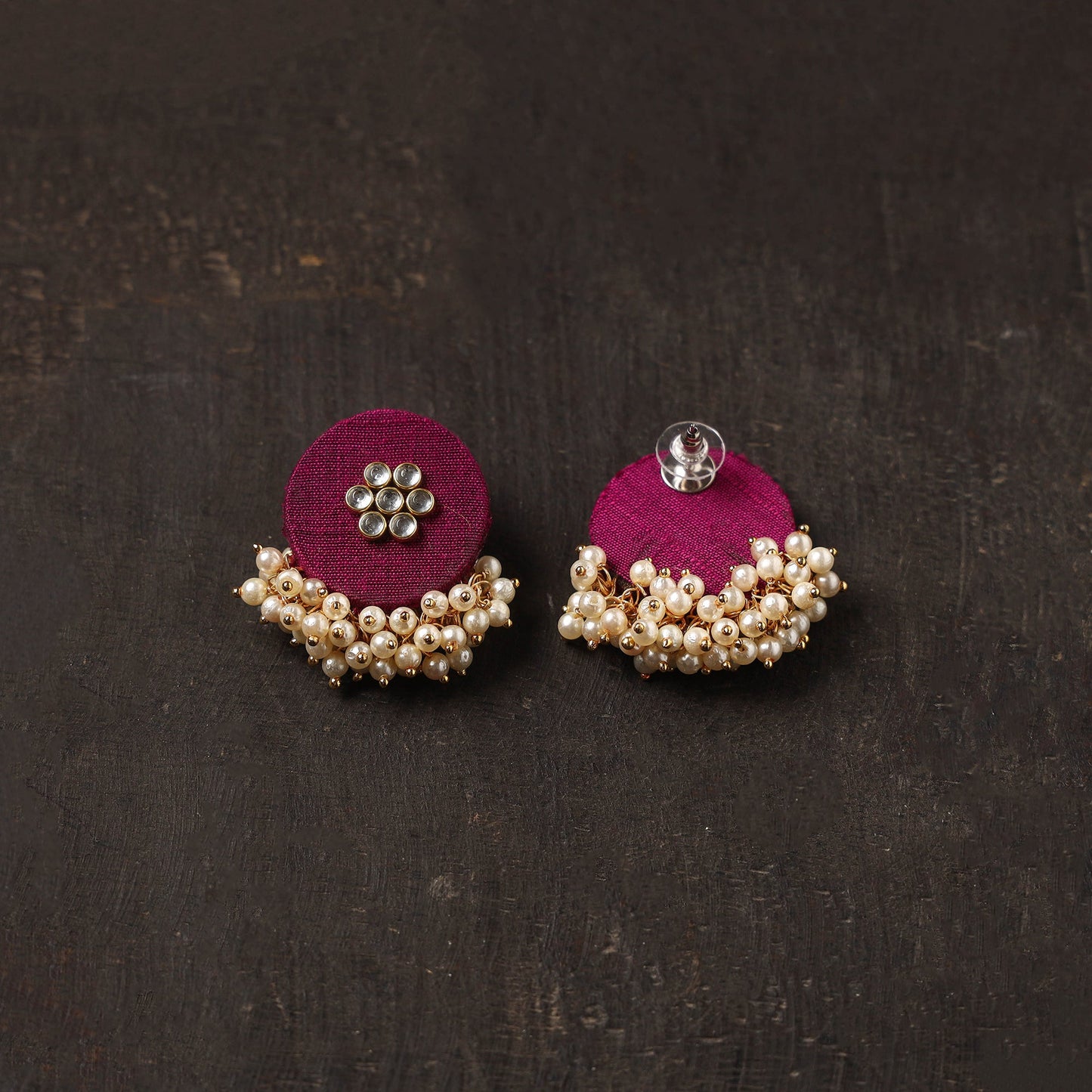 Pink - sanaya fabart earrings with kundan & beads